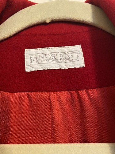 Vtg LAND'S END WOOL / CASHMERE BLEND WOMENS SOLID RED JACKET BLAZER SZ 14 Lined - Picture 13 of 14