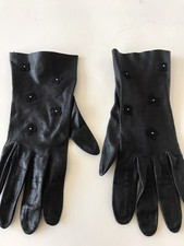 Vintage Fownes Black Leather Gloves Women Driving Lined Size 6.5 Soft Supple