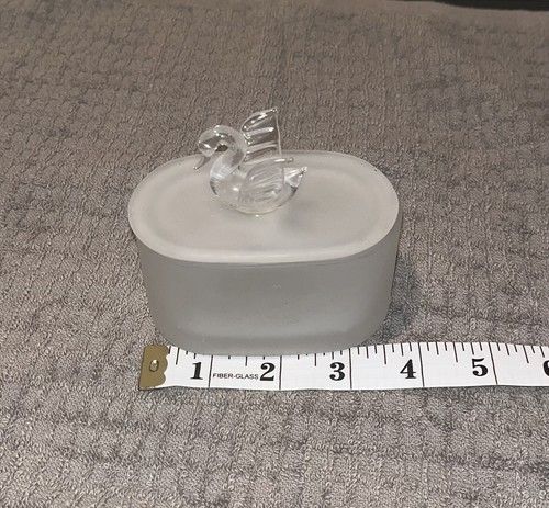 VTG VINTAGE LE Smith LALIQUE? Frosted Crystal Trinket Swan Powder Jar Rare See - 第 4/6 張圖片