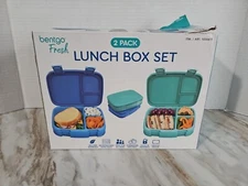 Bentgo Lunch Box Set 2 Pack Blue/Green Travel Accessory Kids Lunch Meal Holder