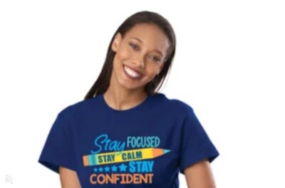 Gildan Stay Focused, Stay Calm, Stay Confident Women T-Shirt Size Large. New