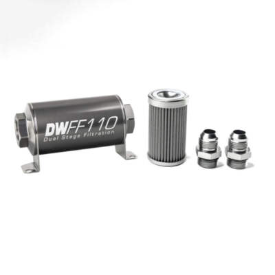 DeatschWerks Stainless Steel 10AN 100 Micron Universal Inline Fuel Filter Housin