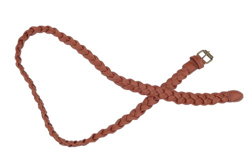 Damen geflochtener brauner Kunstleder Gürtel 46,5 "lang schmal 1" breit