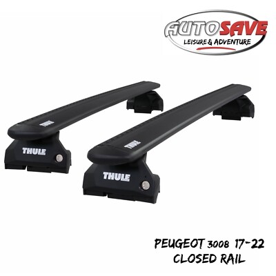 Thule Alu WingBar Evo Black Roof Bars Set to fit Peugeot 3008 17-22 Closed Rail