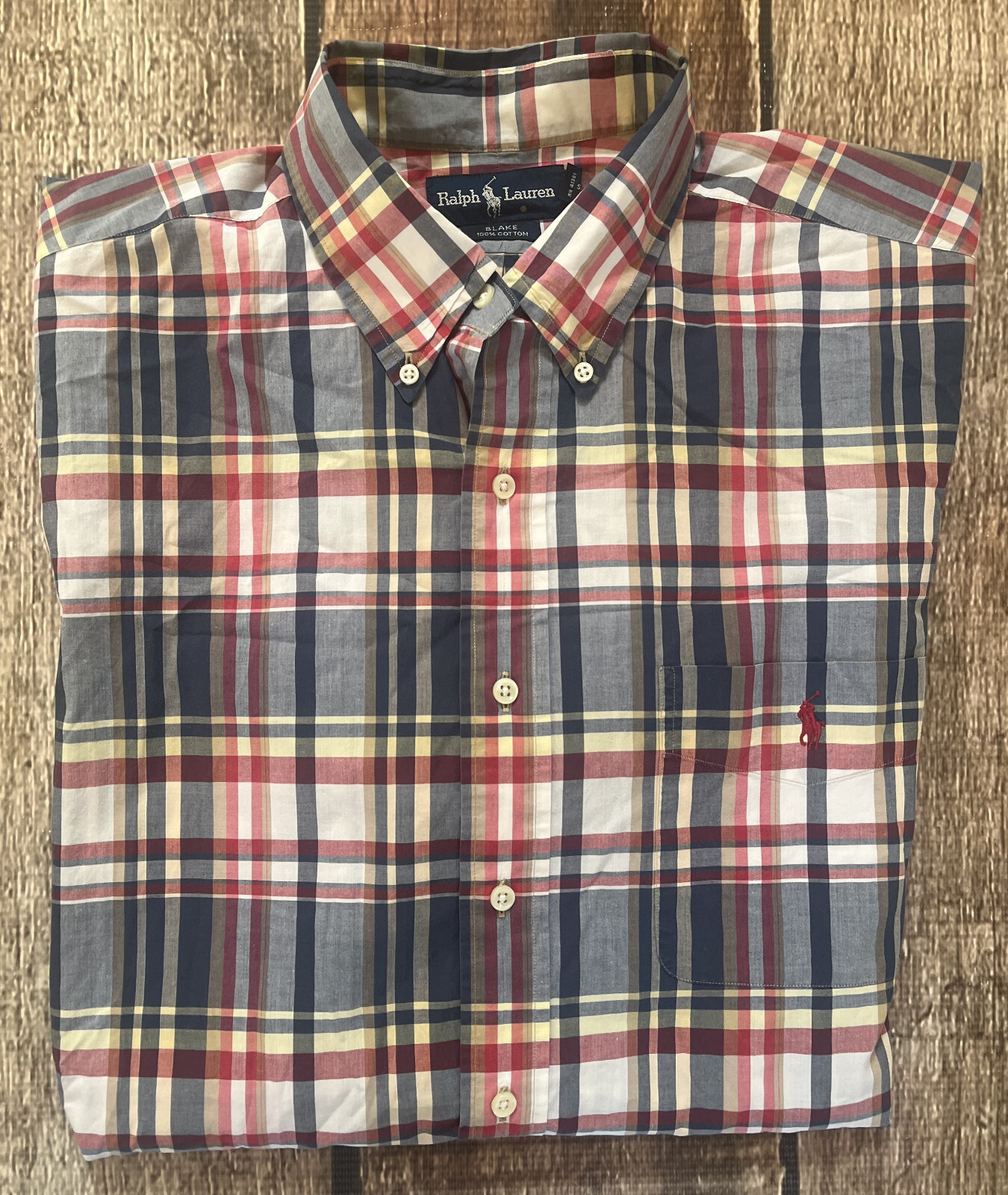 VINTAGE POLO RALPH LAUREN PLAID BLAKE SHIRT MULTI MENS XL EXCELLENT CONDITION