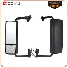 Driver+Passenger Side Pair Black Mirrors Complete Truck For 2004-2017 Volvo VNL