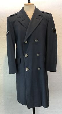 USAF Air Force Jacket Mens 35 Blue Trench Overcoat All Weather Uniform Coat Wool