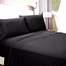 Luxury Bedding Set 800/1000 TC Black Solid UK-King
