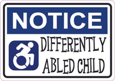 5in x 3.5in Differently Abled Child Magnet Car Truck Vehicle Magnetic Sign