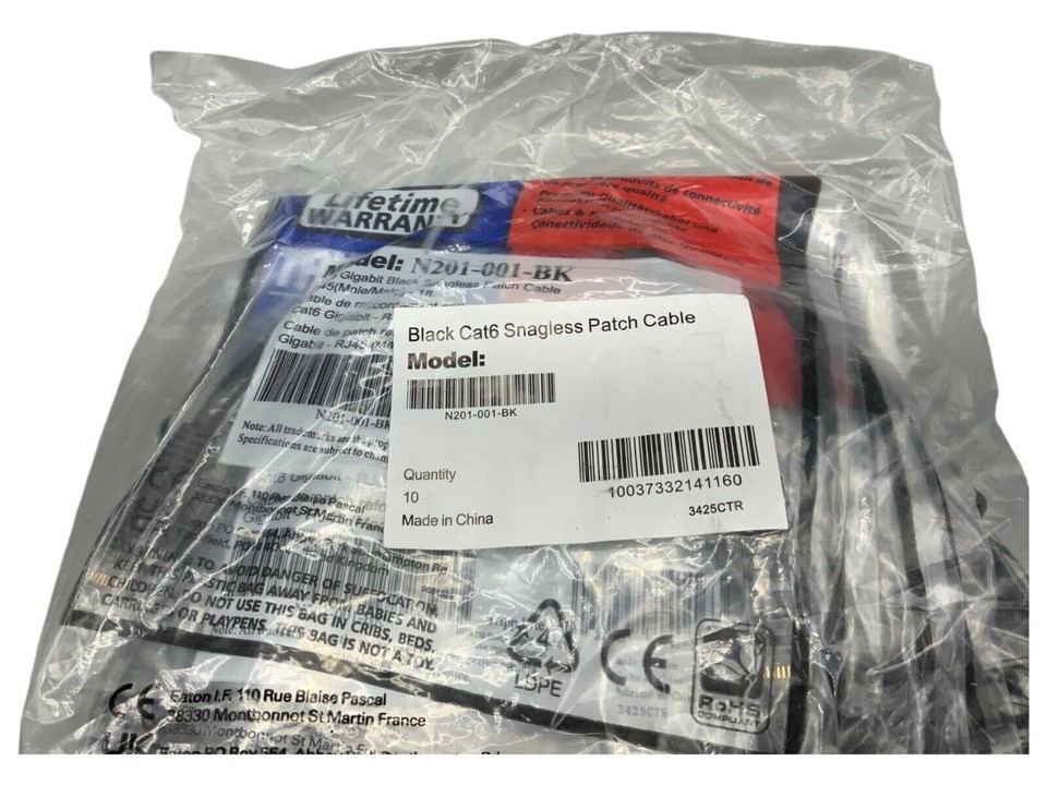 Tripp Lite Cat6 Ethernet Cable 10-ft Red - Snagless Molded Patch Cable For Gigabit Networks