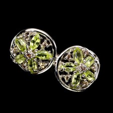 925 Sterling Silver Ring Marquise Peridot Sapphire Gemstone Jewelry Size 9.5