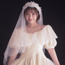 Floral Beads Lace Wedding Bridal Veil Hair Band Headband Headwear Retro