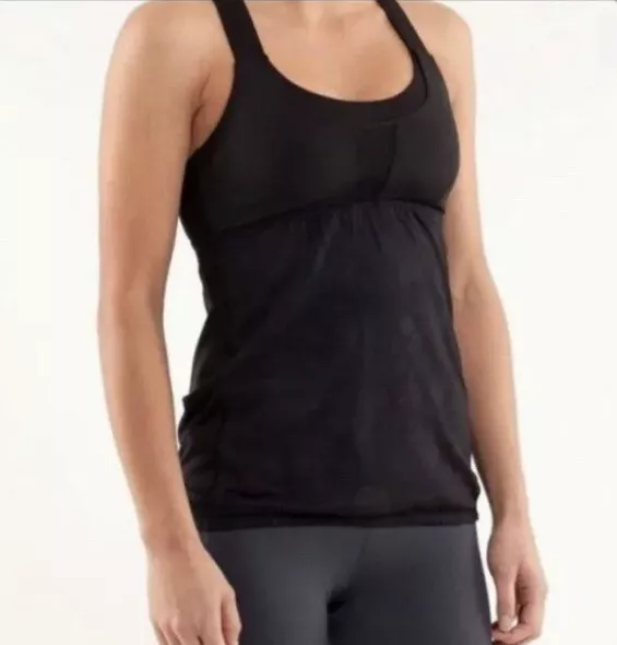 Lululemon My Heart Races Racerback Yoga Bra Tank Top Black Size 6 Small S