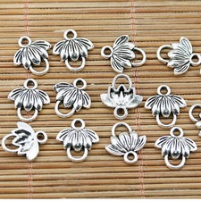 100PCS Tibetan silver color leaf charm connector design EF1489