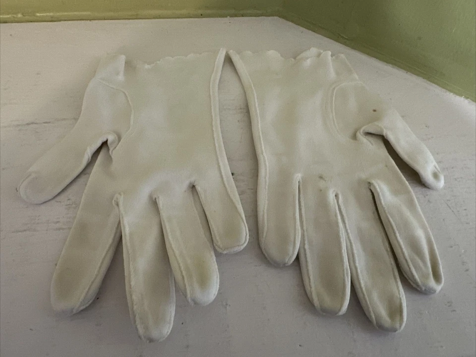 Guantes de mujer vintage de algodón blanco bordado hasta la muñeca talla S sin marca Foto 3 de 3