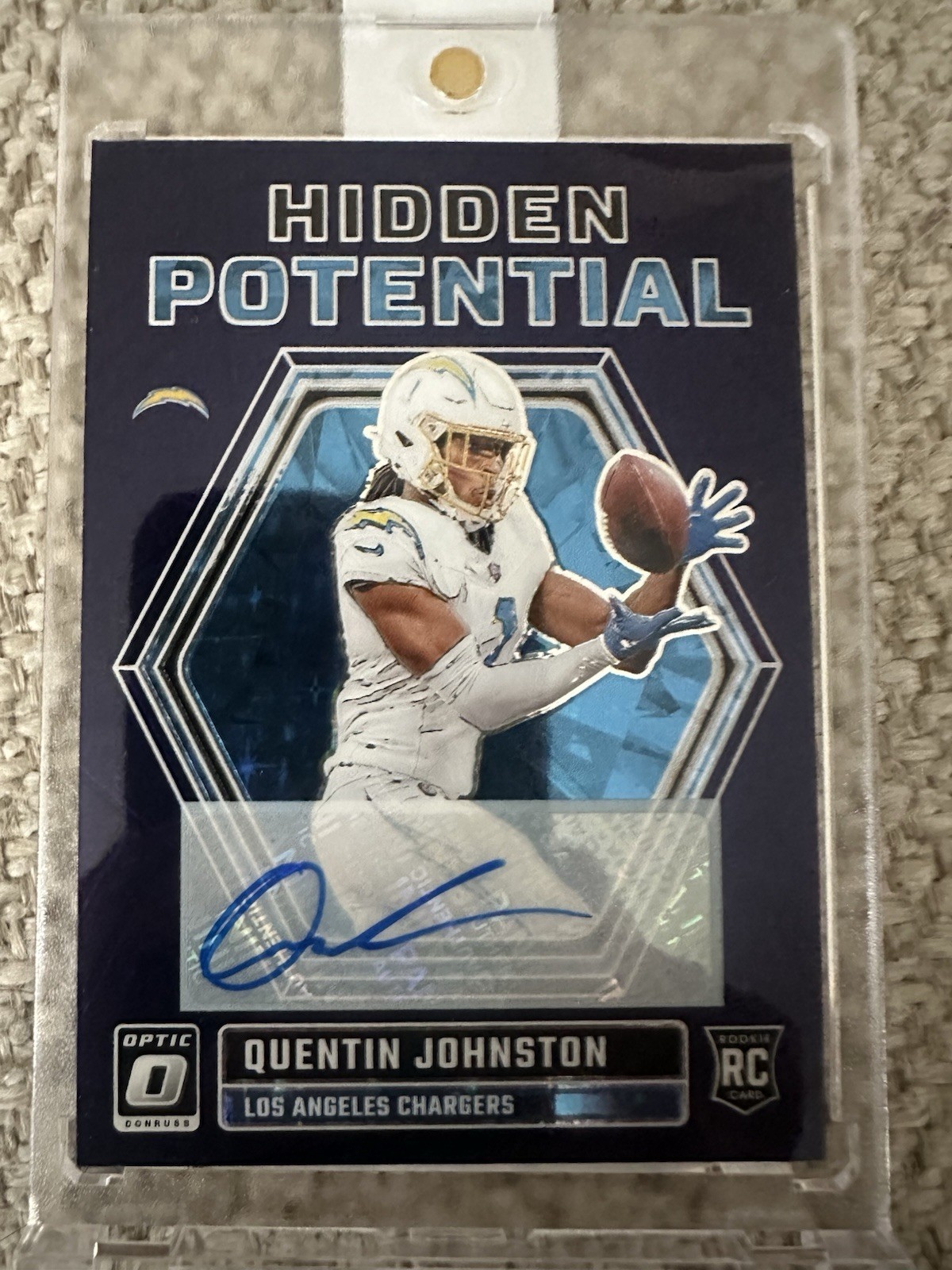 2023 Optic - Hidden Potential Quentin Johnston /25 Rookie Auto Jersey Match