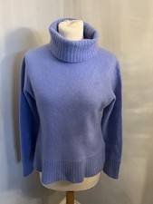 John Lewis 100% Cashmere Sapphire Blue Roll Neck Jumper Shrunk