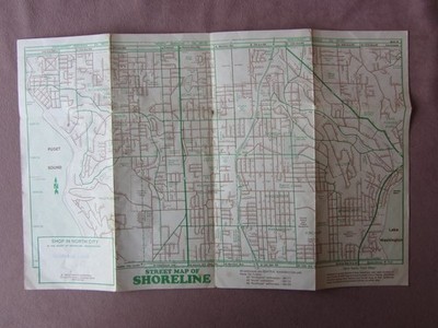 Vintage 1980 Street Map of Shoreline Washington w Business Directory 17 x11 