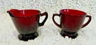 Vintage Creamer & Sugar Anchor Hocking Ruby Red Cranberry Glass