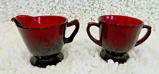 Vintage Creamer & Sugar Anchor Hocking Ruby R...