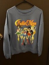 Sailor Moon Anime Graphic Pullover Sweatshirt Gray Women's Size M Long Sleeve