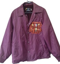 Vintage 80s School Basketball Nylon Letterman's Jacket With BW And Metals