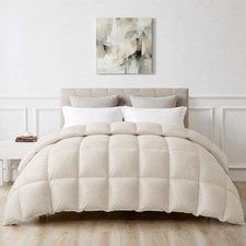   Goose Feather Down Fiber Comforter King Size, All Season 100 Cotton Duvet ...
