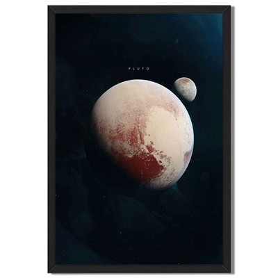 Pluto Planet Space Art Framed Canvas Print Cosmic Wall Decor
