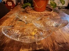 Lot (3) Vtg Anchor Hocking  Clear Banana Boat Dish Star Of David Burst 10”