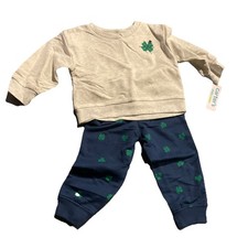 18M Infant  Toddler Boys Gray  Navy Outfit St Patricks Sweatshirt  Pants