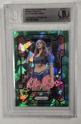 Chelsea Green Signed 2024 WWE Wrestling Panini Ice Prizm Card #112