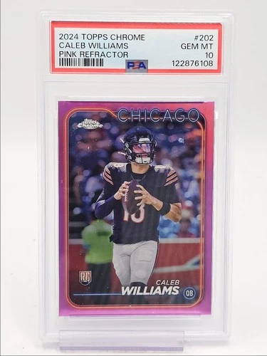 CALEB WILLIAMS 2024 TOPPS CHROME ROOKIE PINK REFRACTOR RC PSA 10 Q0004