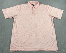 FootJoy Polo Shirt Men's XL Pink Golf Comfort Stretch School of Fish Print Lisle