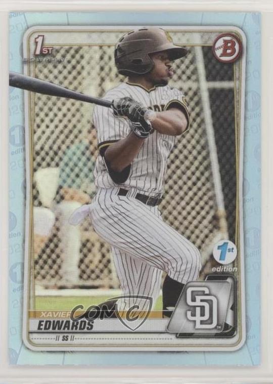 2020 Bowman 1st Edition Sky Blue Foil Xavier Edwards #BFE-10 02td