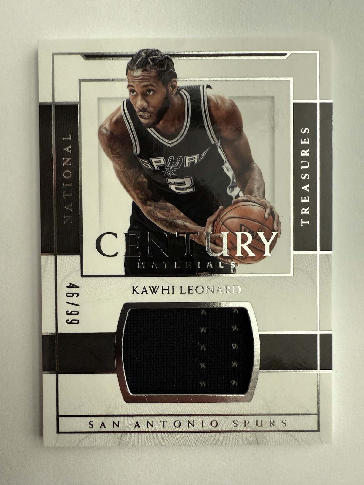 Kawhi Leonard 2016-17 National Treasures Century Materials Game Used Jersey /99 view 1