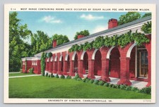 Charlottesville VA University of Virginia West Range Edgar Allen Poe Postcard