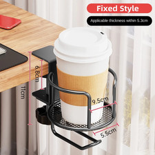 2 in 1 Desk Cup Holder with Headphone Hanger Holder, Anti-Spill Clip-On Table Cu
