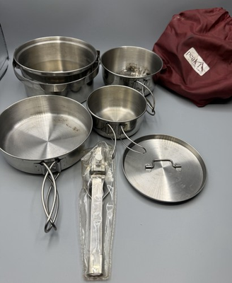 #ad #ad Coleman Peak 1 Cook Set 4 Pc With Utensils Vintage Bowls amp; Pans Camping $15.00