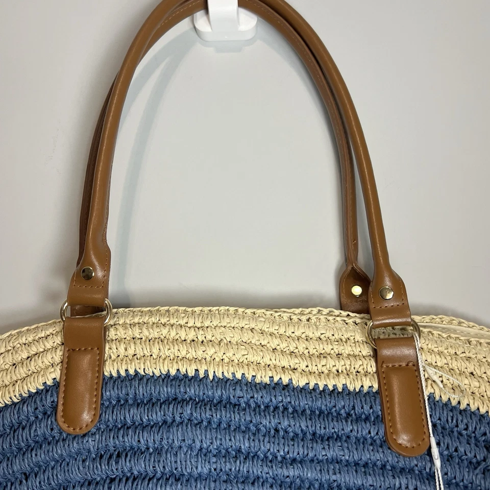 Bolso Tommy Bahama Azul Tejido Perdido Grande Forrado Playa Vacaciones Preppy Foto 3 de 4