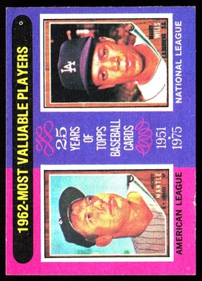 1975 Topps #200 1962 MVPs (Mickey Mantle / Maury Wills)