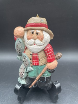 Vintage Eddie Walker Fishing Santa Christmas Ornament