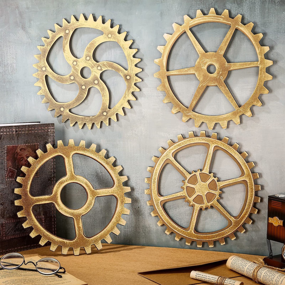 Yardwe 1pc Gear Wall Decoration Ornamentos Para Vintage Decor Woodsy