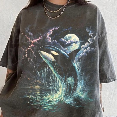 Vintage Orca Midnight 90s Graphic T-Shirt, Retro Killer Whale Shirt, 90s