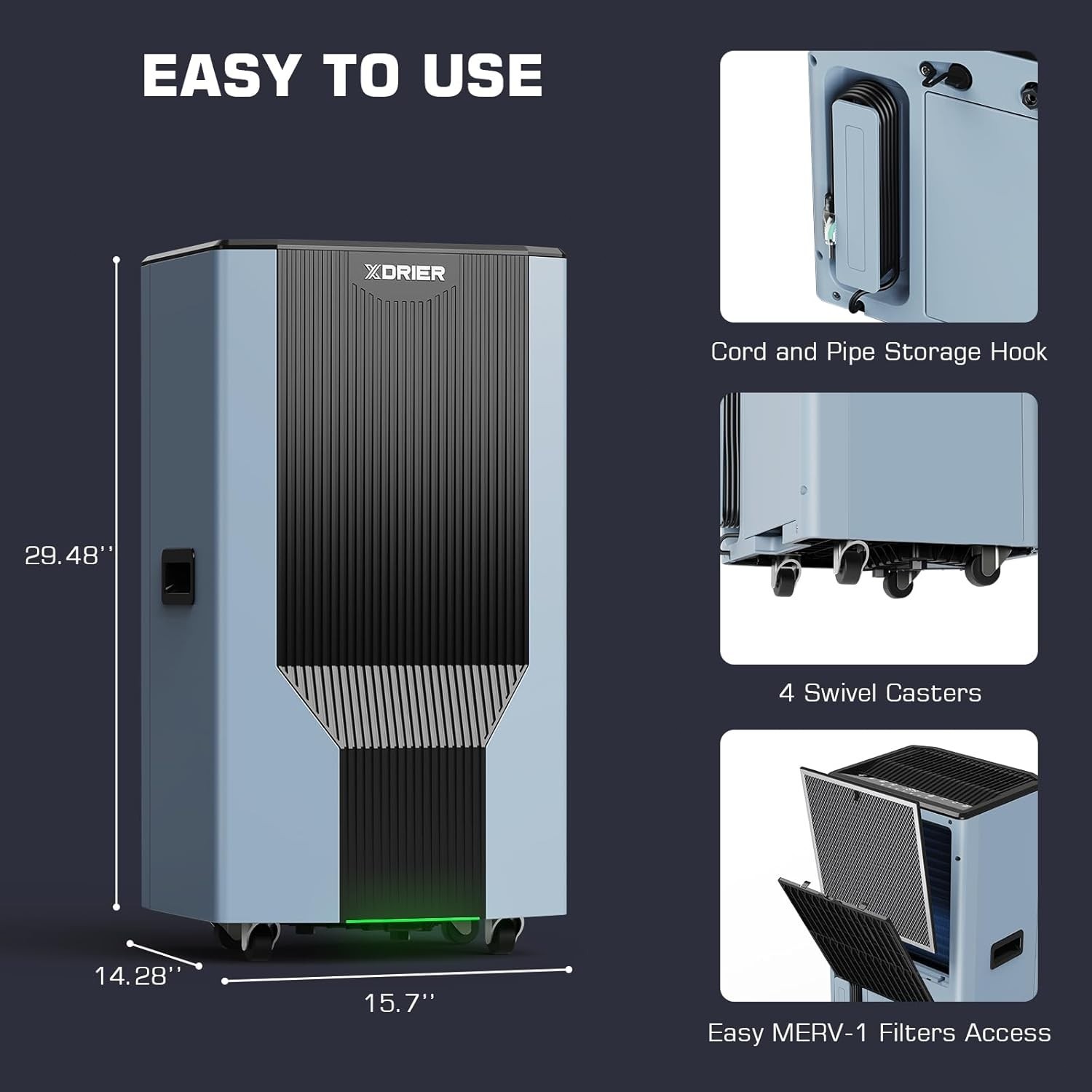 120 Pints Energy Star Dehumidifier with Pump,Drain Hose & Tank, Smart Humidity C