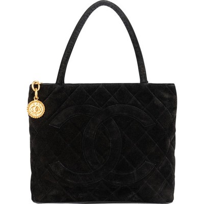 Chanel Quilted Suede Medallion Handbag Coco CC Tasche
