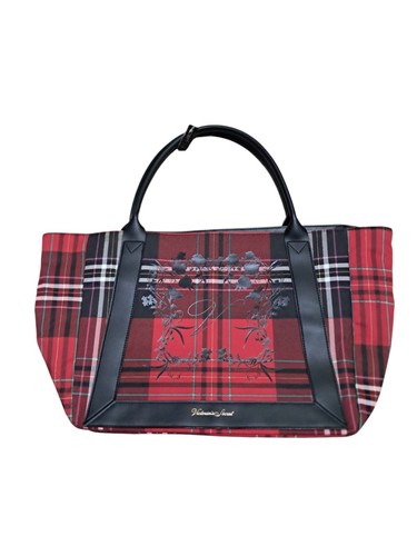 Victoria’s Secret Red & Black Plaid Roses Weekend Tote Bag Limited Edition New