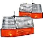 For 1992-1996 Ford F-150 F-250 F-350 Bronco Chrome Housing Headlights Assembly
