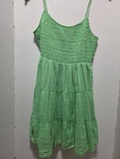 American Eagle Women's Mini Dress Strappy Green Ruffle Cotton Size Large