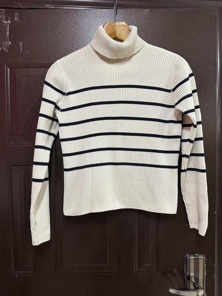 Women Nine West Turtleneck Beige Cotton 36 / S /