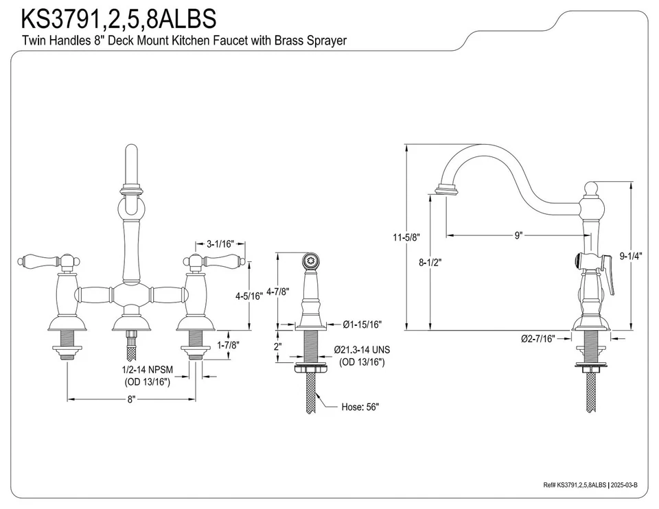 Grifo de cocina puente de restauración Kingston de latón KS3795ALBS bronce frotado con aceite de 9" Foto 2 de 2